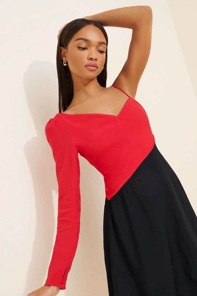 FARM Rio One Shoulder Color-Blocked Mini Dress
