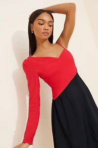 FARM Rio One Shoulder Color-Blocked Mini Dress