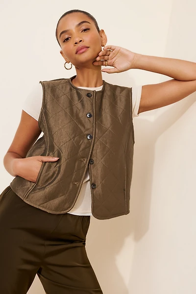 See U Soon Satin Quilted Vest