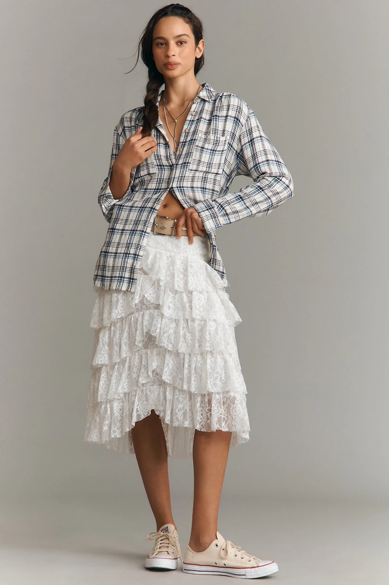 Tiered Lace Midi Skirt