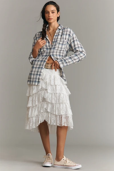 Tiered Lace Midi Skirt