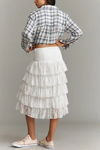 Tiered Lace Midi Skirt