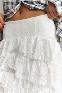 Tiered Lace Midi Skirt