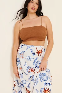 Eloquii Printed Linen Blend Maxi Skirt