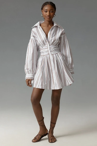 Long-Sleeve Collared A-Line Mini Dress