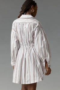 Long-Sleeve Collared A-Line Mini Dress