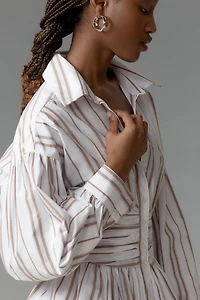 Long-Sleeve Collared A-Line Mini Dress