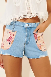 Pilcro Patchwork Pocket Denim Shorts