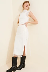 Layered Lace Slip Midi Skirt