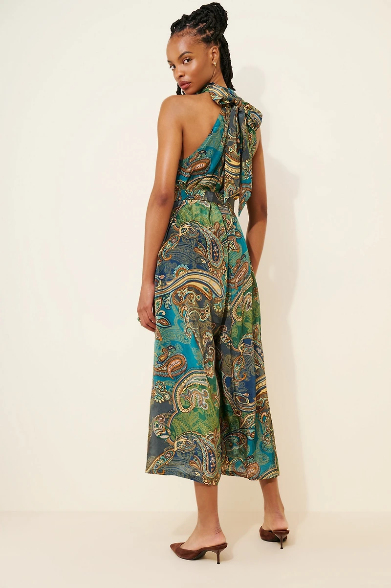 Ollari Paisley Halter Jumpsuit