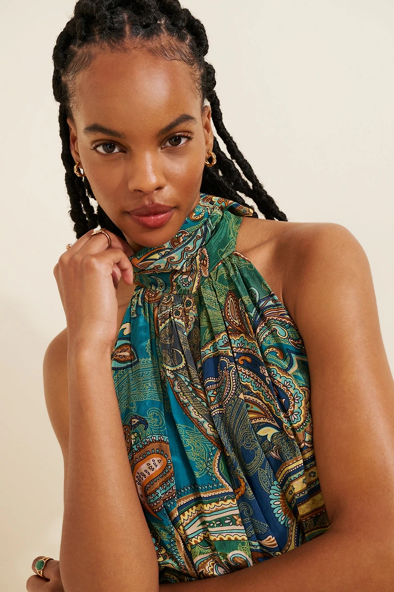 Ollari Paisley Halter Jumpsuit