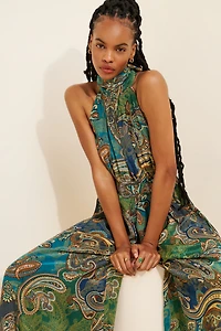 Ollari Paisley Halter Jumpsuit