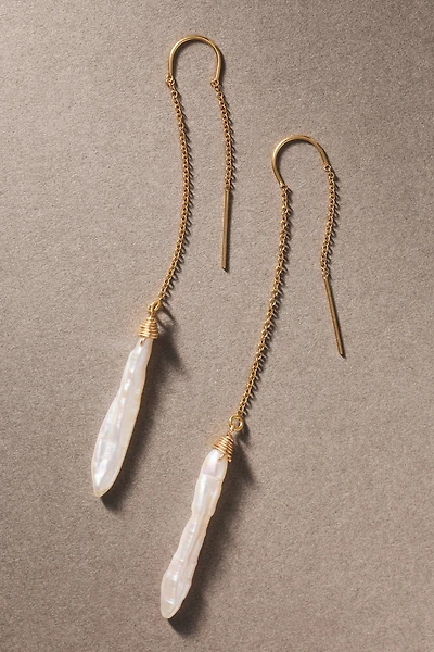 Adorn Pili Raine Gold and Pearl Threader Earrings