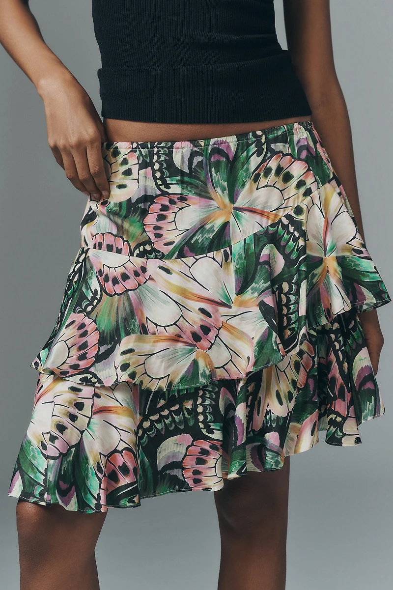FARM Rio Asymmetric Ruffle Mini Skirt