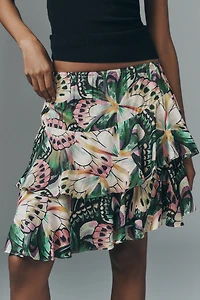 FARM Rio Asymmetric Ruffle Mini Skirt