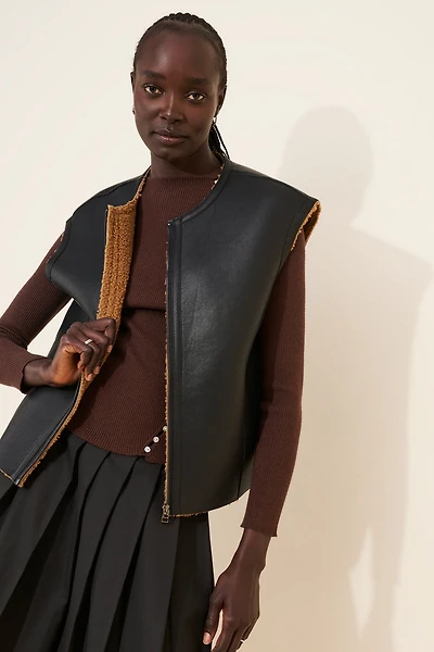 See U Soon Boxy Vegan-Leather Vest