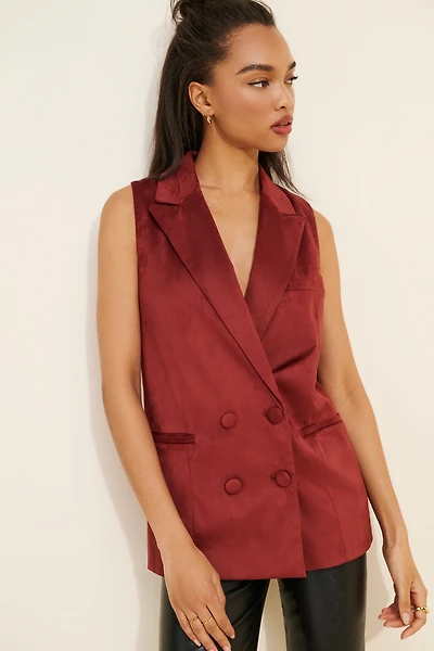 Hutch Longline Faux Suede Vest