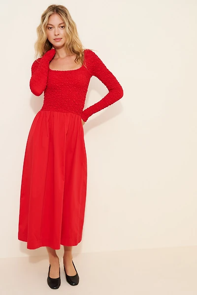 Damson Madder Malinda Long Sleeve Super Smocked Midi Dress