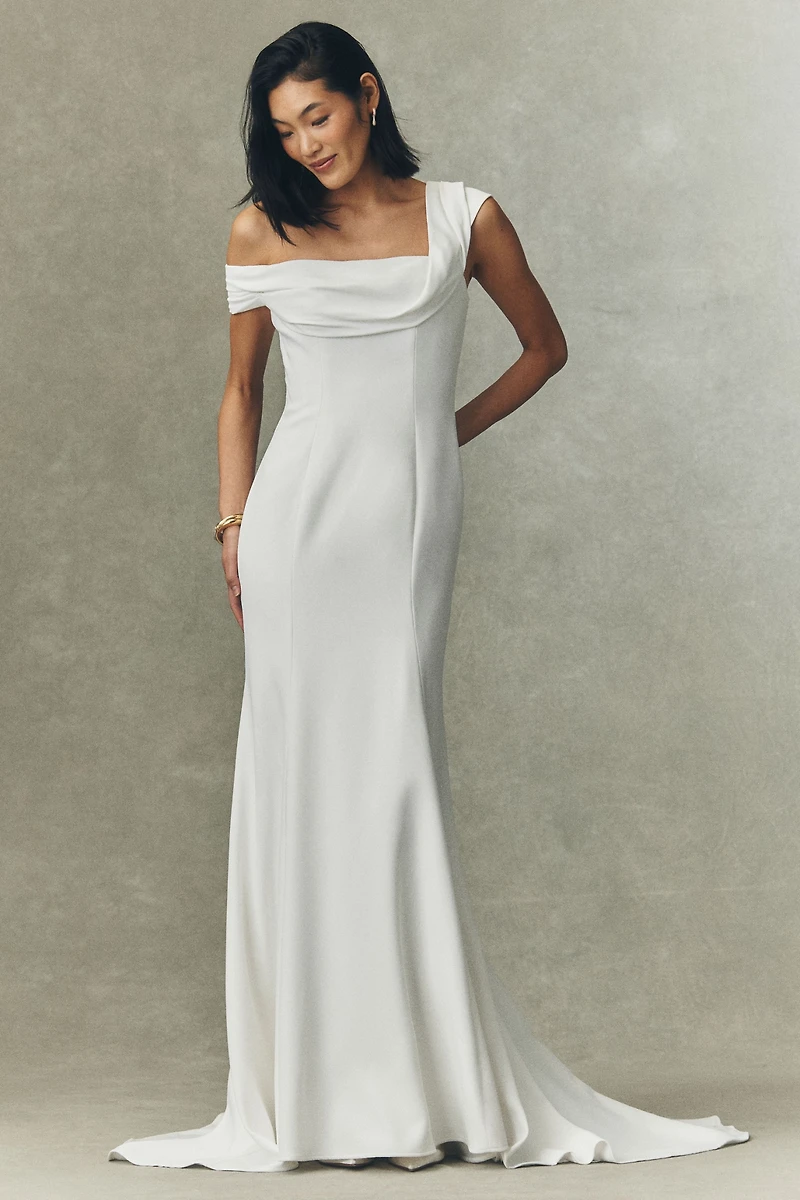 Jenny by Yoo Suri Off-Shoulder Crepe Wedding Gown