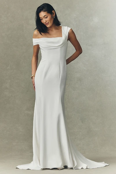 Jenny by Yoo Suri Off-Shoulder Crepe Wedding Gown