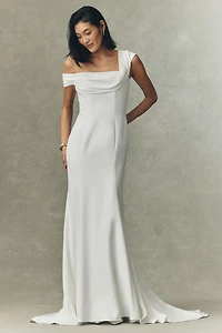 Jenny by Yoo Suri Off-Shoulder Crepe Wedding Gown