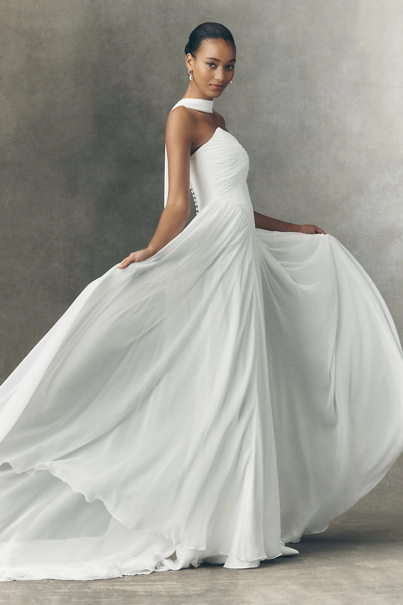 Jenny by Yoo Shiloh Strapless Chiffon Wedding Gown