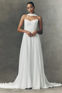 Jenny by Yoo Shiloh Strapless Chiffon Wedding Gown