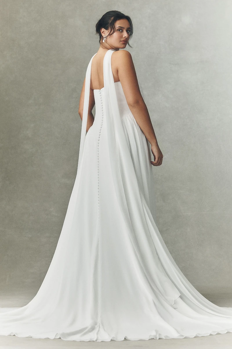 Jenny by Yoo Shiloh Strapless Chiffon Wedding Gown