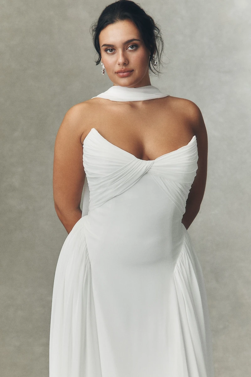 Jenny by Yoo Shiloh Strapless Chiffon Wedding Gown