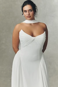 Jenny by Yoo Shiloh Strapless Chiffon Wedding Gown