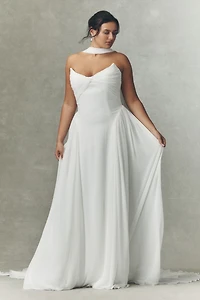 Jenny by Yoo Shiloh Strapless Chiffon Wedding Gown