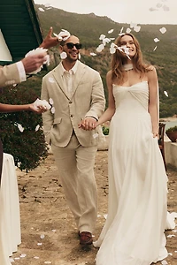 Jenny by Yoo Shiloh Strapless Chiffon Wedding Gown