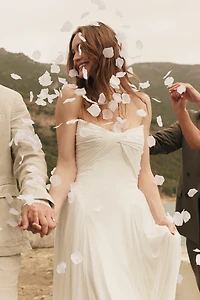 Jenny by Yoo Shiloh Strapless Chiffon Wedding Gown