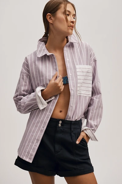 Maeve Long-Sleeve Oxford Mixed Stripe Buttondown Shirt