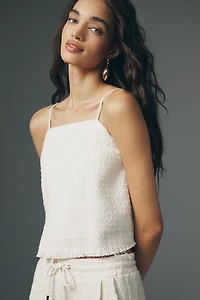 Bishop + Young Frayed Tweed Square-Neck Cami Top