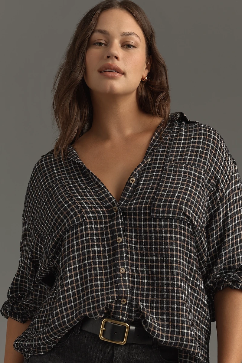 The Hadley Relaxed Plaid Buttondown Shirt by Pilcro​
