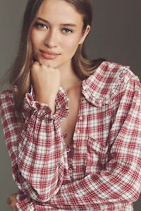 The Keira Long-Sleeve Plaid Blouse by Pilcro