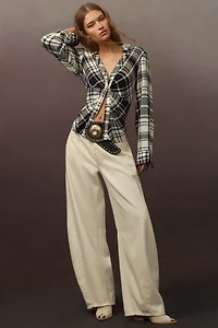 The Keaton Ruched Collared Blouse by Pilcro