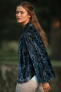 The Estela Burnout Sheer Printed Blouse