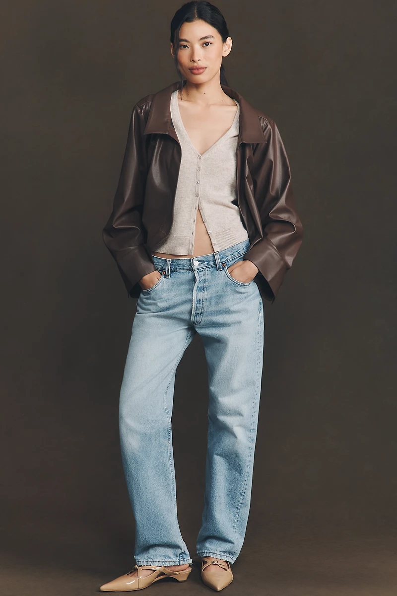 Maeve Faux-Leather Wrap Top