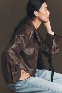 Maeve Faux-Leather Wrap Top