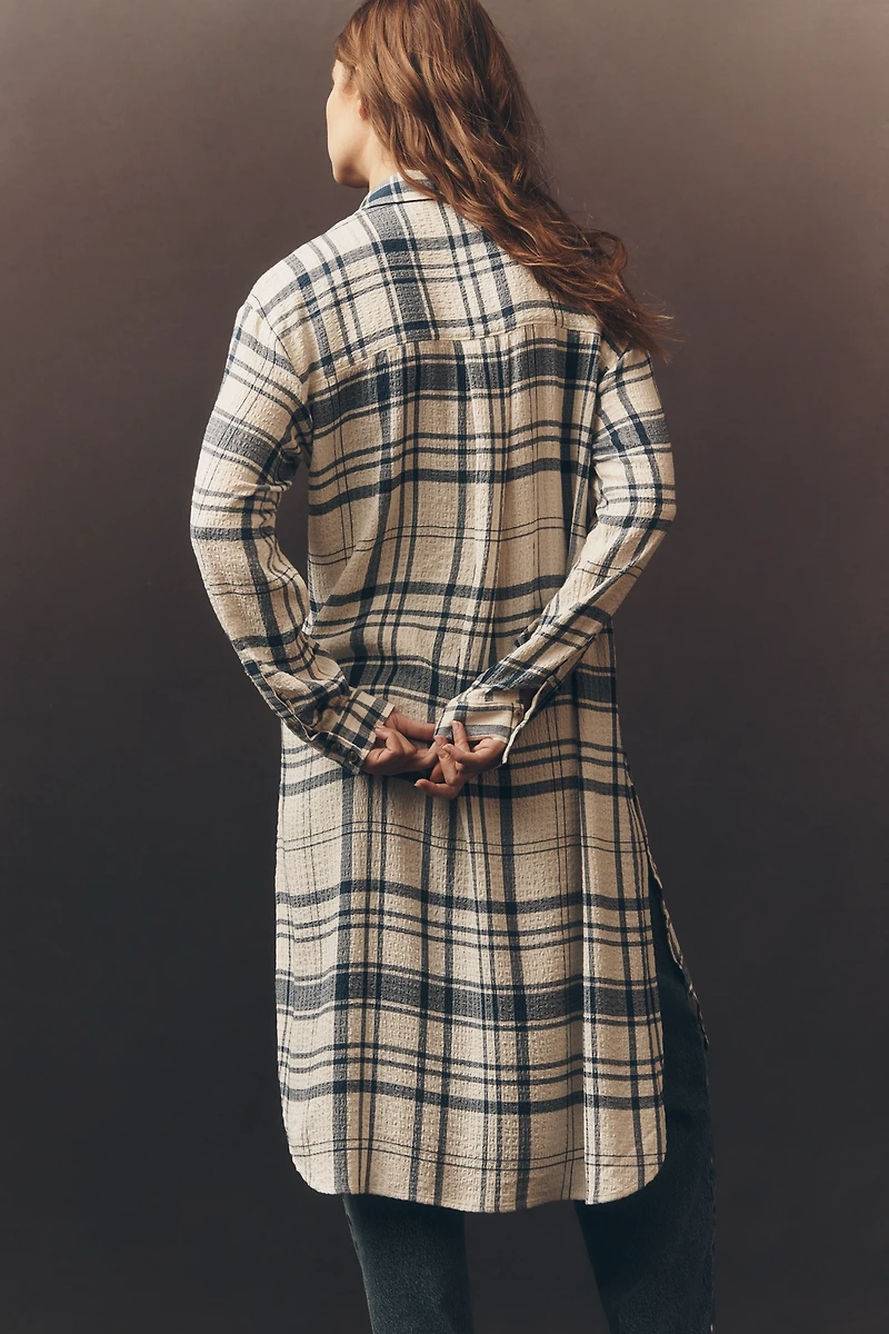 Pilcro Long-Line Button-Front Plaid Shirt