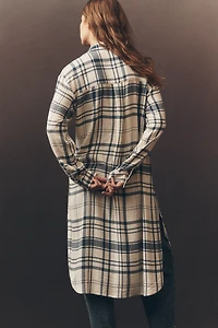 Pilcro Long-Line Button-Front Plaid Shirt