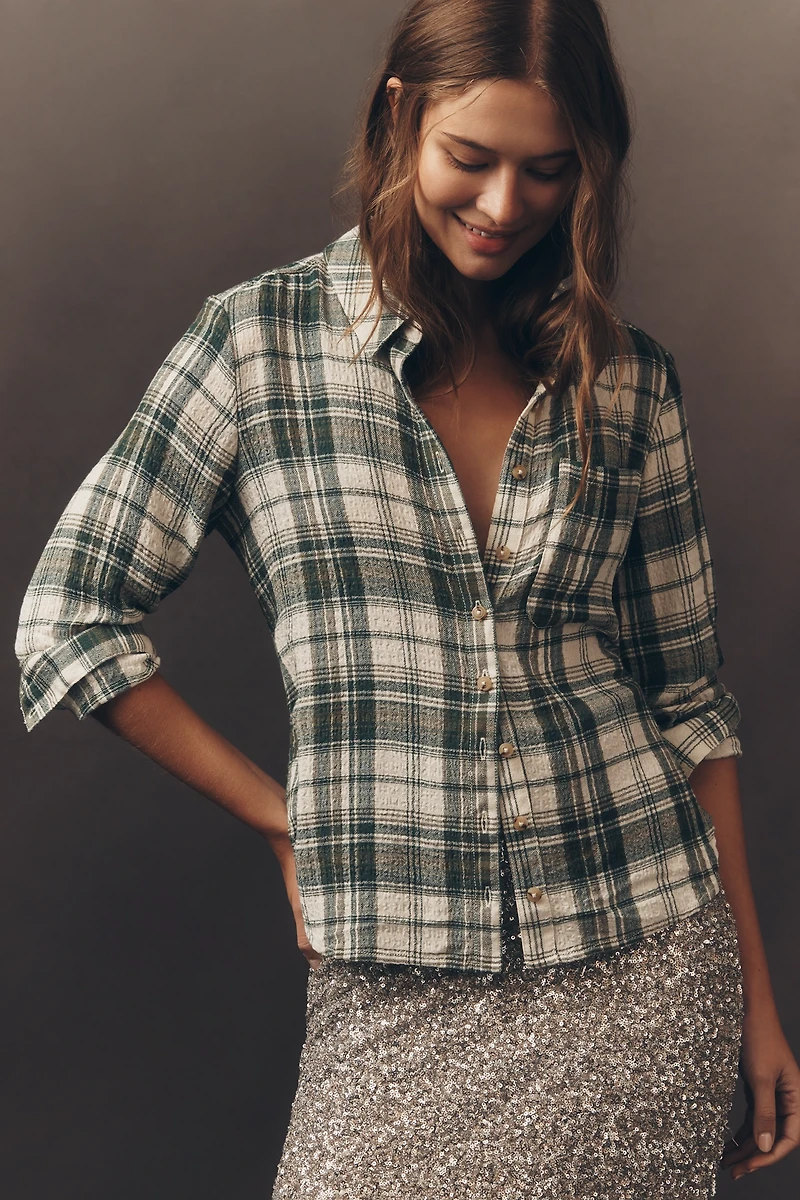 The Tabby Patterned Buttondown Shirt by Pilcro