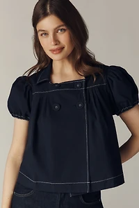 Maeve Puff Sleeve Double-Breasted Top