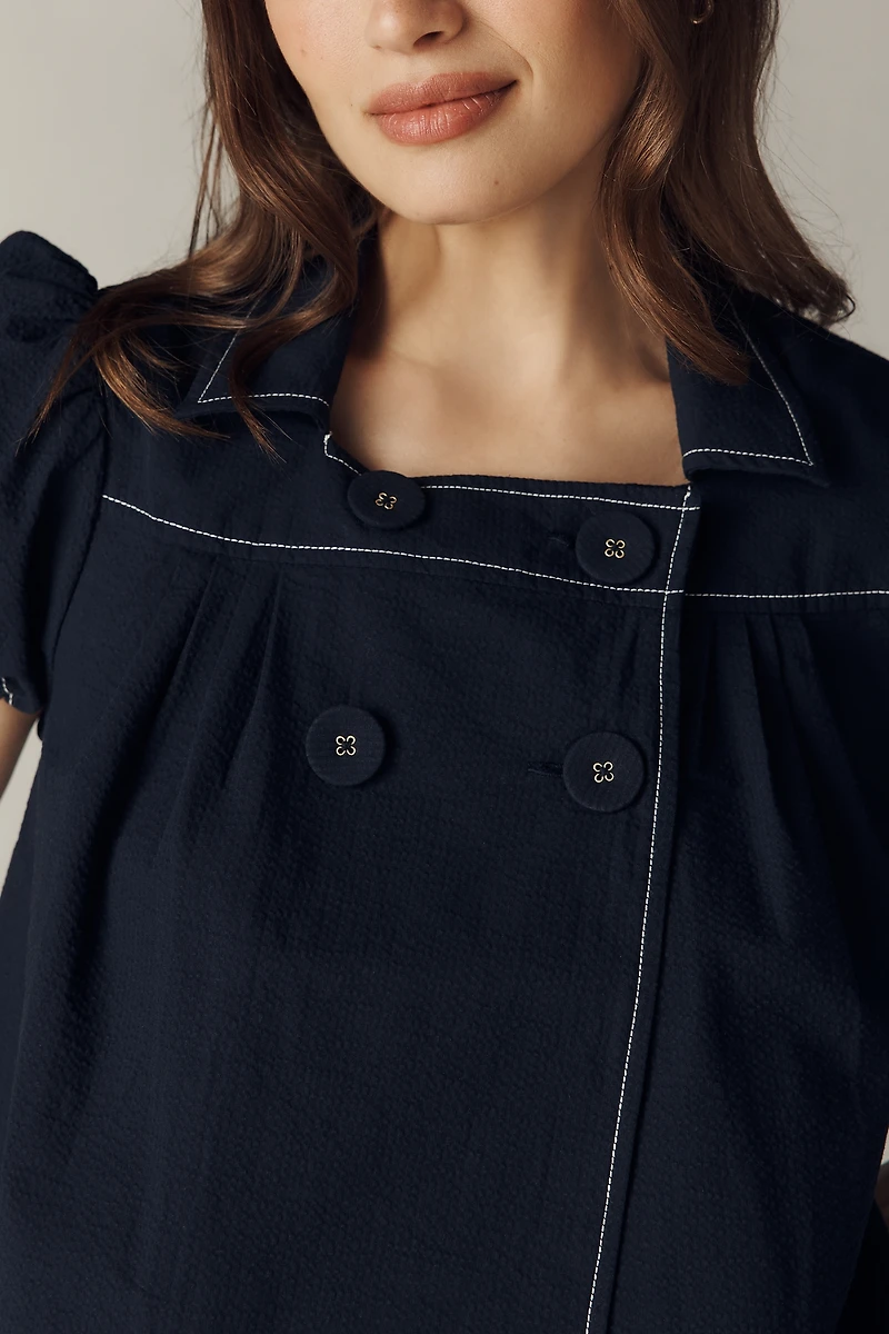 Maeve Puff Sleeve Double-Breasted Top