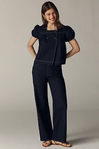 Maeve Puff Sleeve Double-Breasted Top