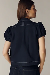 Maeve Puff Sleeve Double-Breasted Top