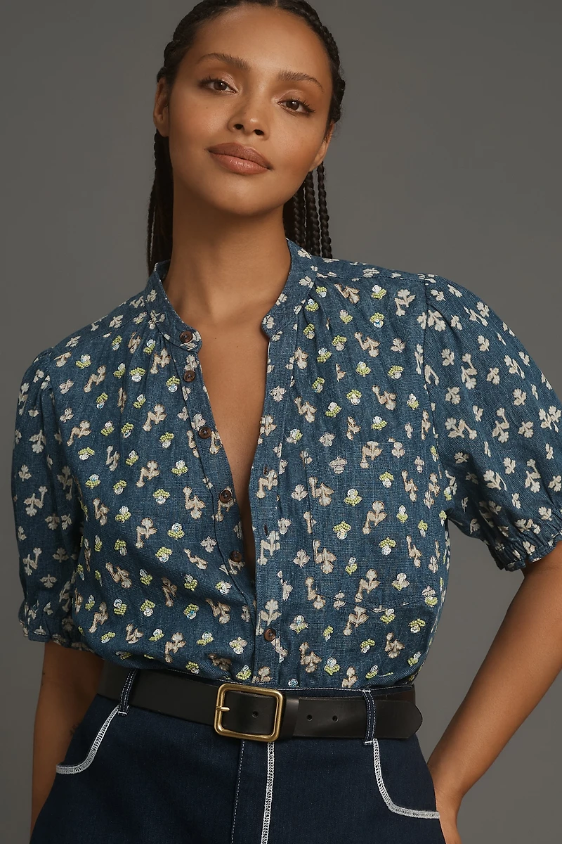 The Aly Puff-Sleeve Blouse by Pilcro