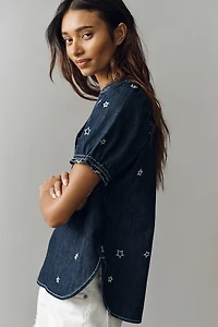 The Aly Puff-Sleeve Blouse by Pilcro